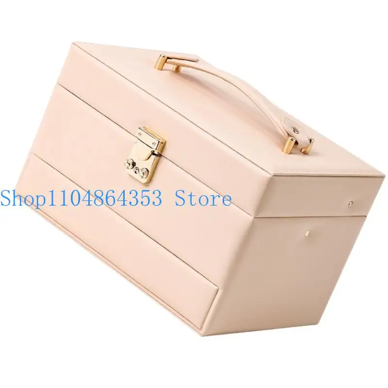 652F Schmuck-Organizer aus Leder, automatische Öffnungssysteme, Aufbewahrungskoffer mit 3 Fächern – Detail 5