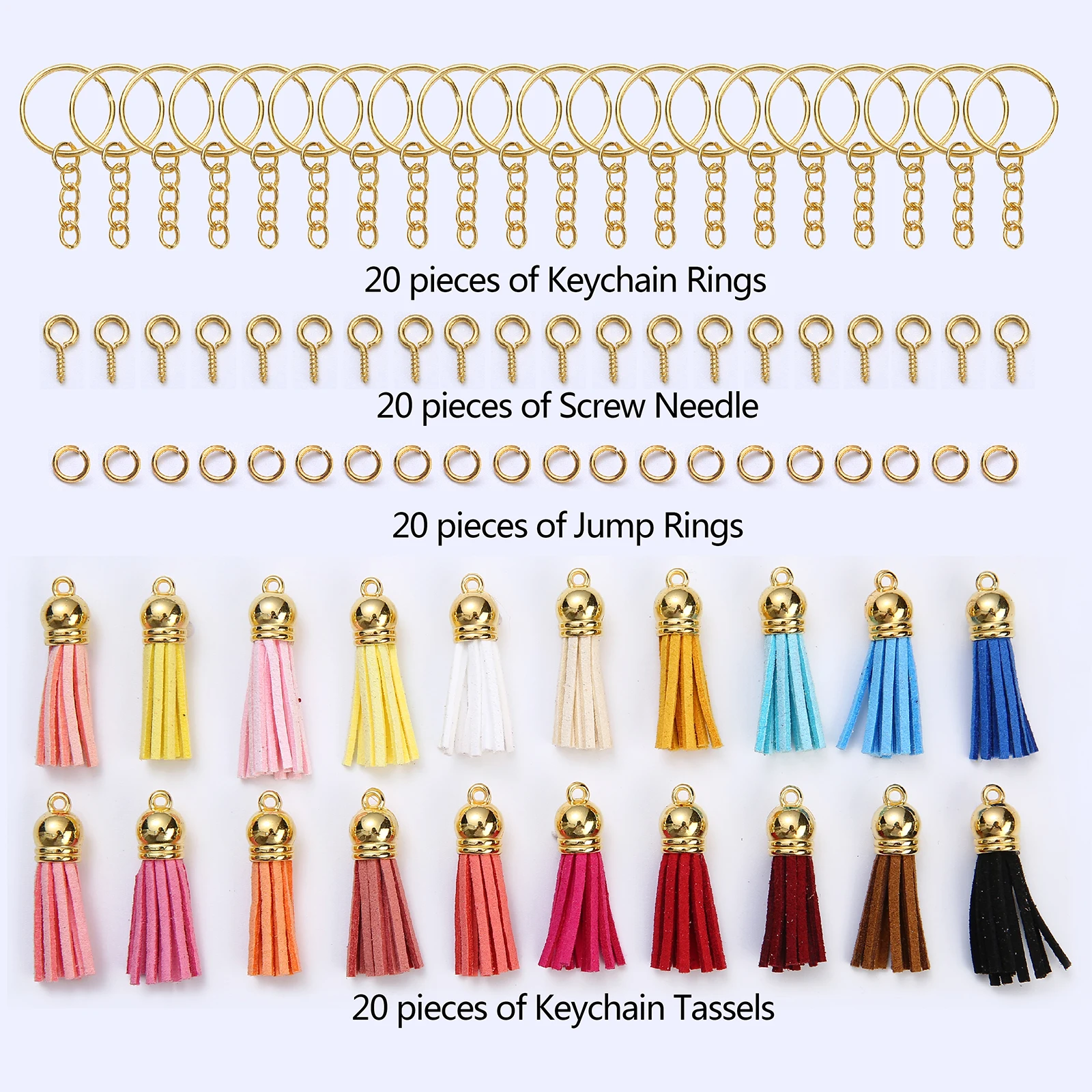 

80 Pcs Tassel Key Chain Jump Ring Pendants Tassels Leather for Decorations DIY Craft Jewelry Accessories Art Making Supply