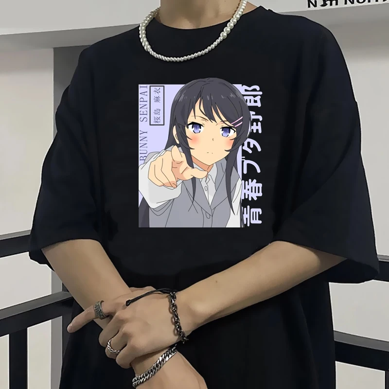 Kawaii Japanese Anime Sakurajima Mai T Shirt Men Street Fashion T-shirts Harajuku Summer Tops Unisex Cartoon Graphic Tees Male