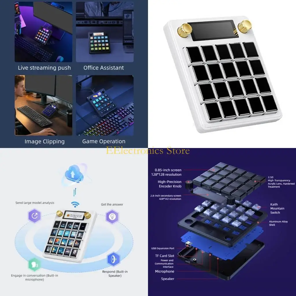 

B03C AI-клавиатура с ЖК-экраном 0,85 дюйма и клавиатурой дополнительного экрана 2,8 дюйма для ПК