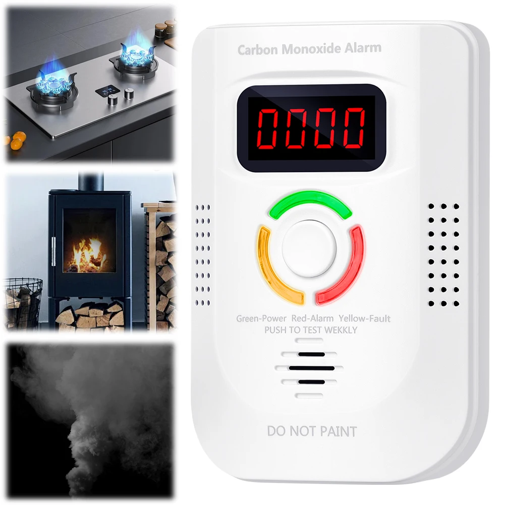 Plug-in Carbon Monoxide CO Detector Digital Combustible Gas Leak Detector Monitor Sound Light Warning for Home/Workplace/Travel