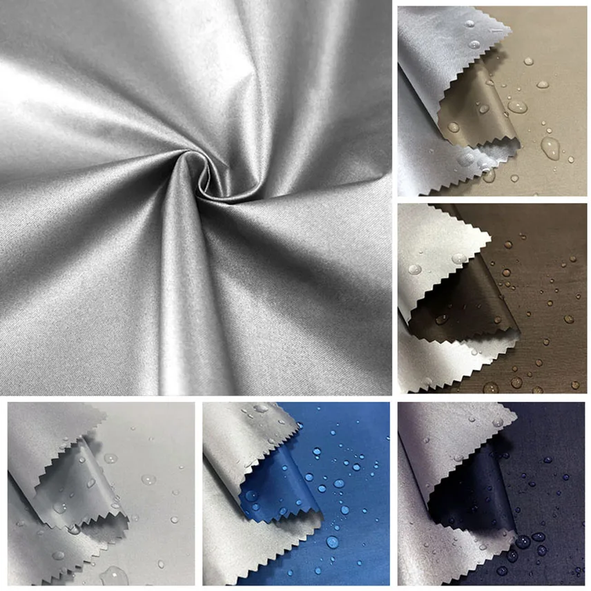 Thin Silver Coated Waterproof Fabric for Outdoor Sun Umbrella Water Resistant Fabric For Canopy Curtain Sewing Material