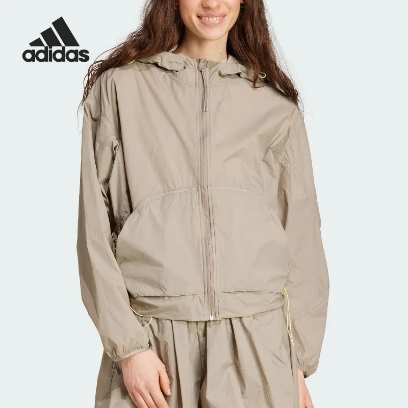 adidas Retro Trefoil Hood Windbreaker Spring Vintage Loose Street Daily Outer TopJC5115 1PCS