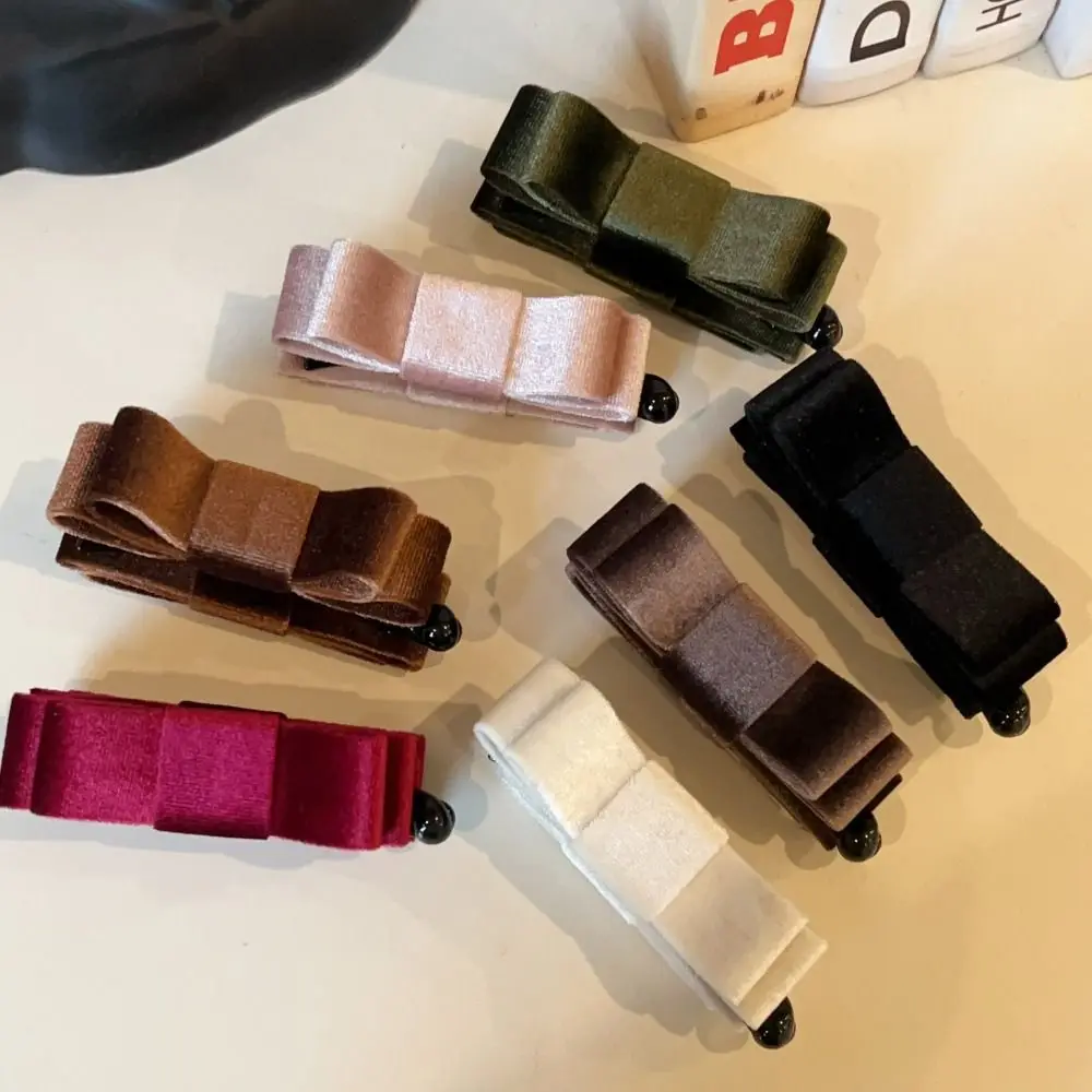 

Headdress Cloth Red Velvet Bow Hair Clip Hair Clips Vintage Bowknot Banana Clip Korean Style Black Bow Vertical Clip Hairpin