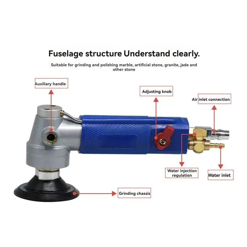 ABLQ 3 Inch Water-Feed Pneumatic Sander Water Wet Polisher For Marble Jade Various Types Of Stone Polishing