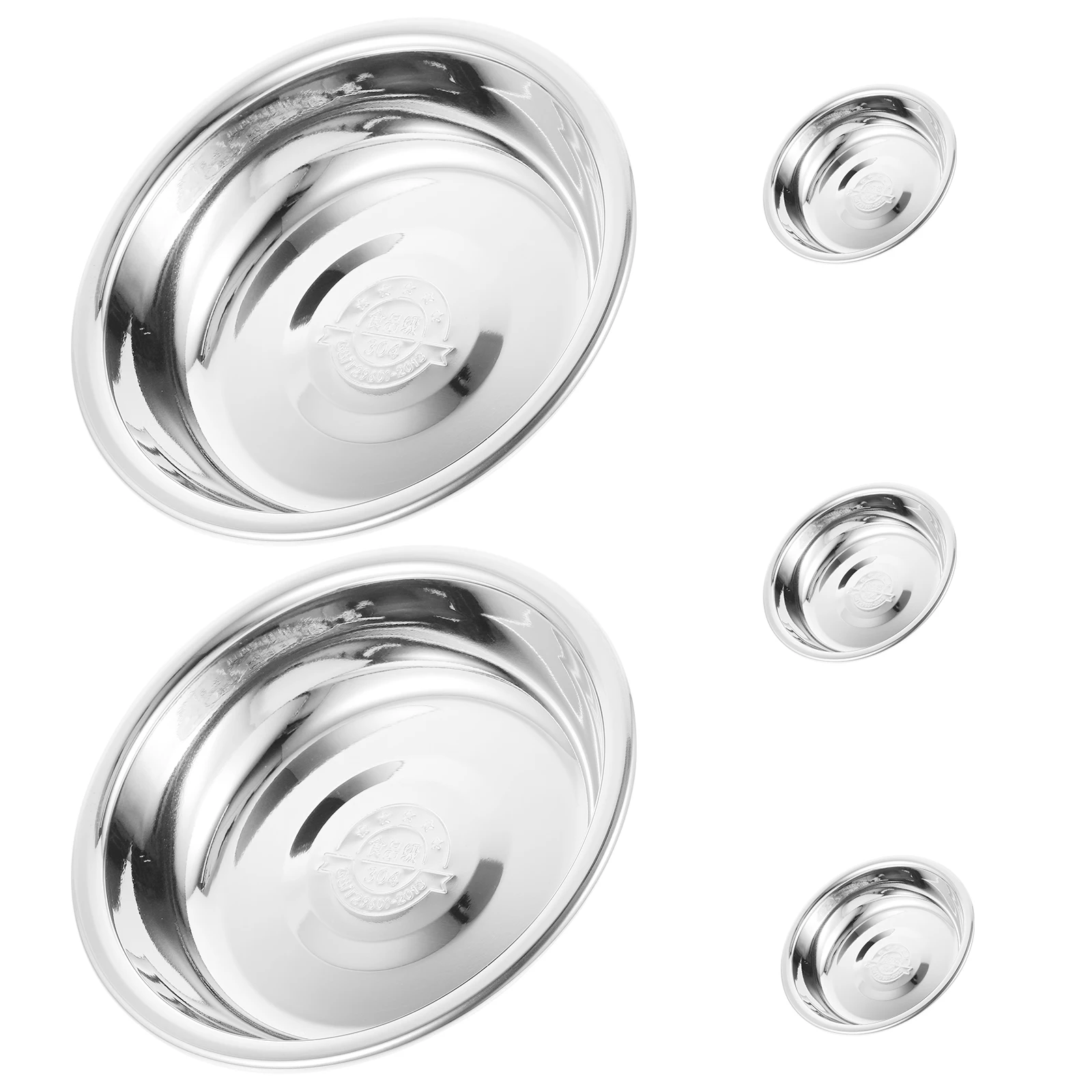 

5pcs Stainless Steel Pet Cat Dog Feeder Food Water Container Non-Slip Sturdy Reusable Thick Bite Resistant Bowl For Indoor