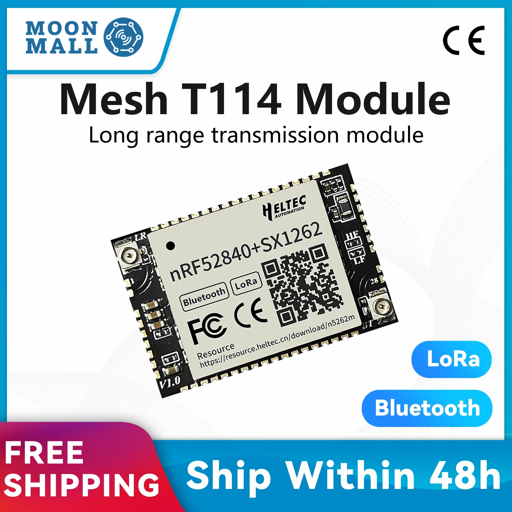 

Heltec Meshtastic Tracker T114 Mesh Node Module LoRaWAN nRF52840 SX1262 LoRa BLE Arduino Low Power 3~10km Transmission Range IoT