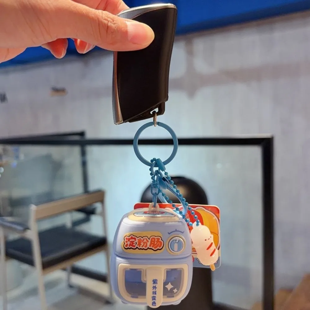 Chaveiro Divertido e Fofo em Forma de Air Fryer, Leve e Portátil, Chaveiro Interativo com Simulação de Comida, Anel de Chave Sensorial para Mochila