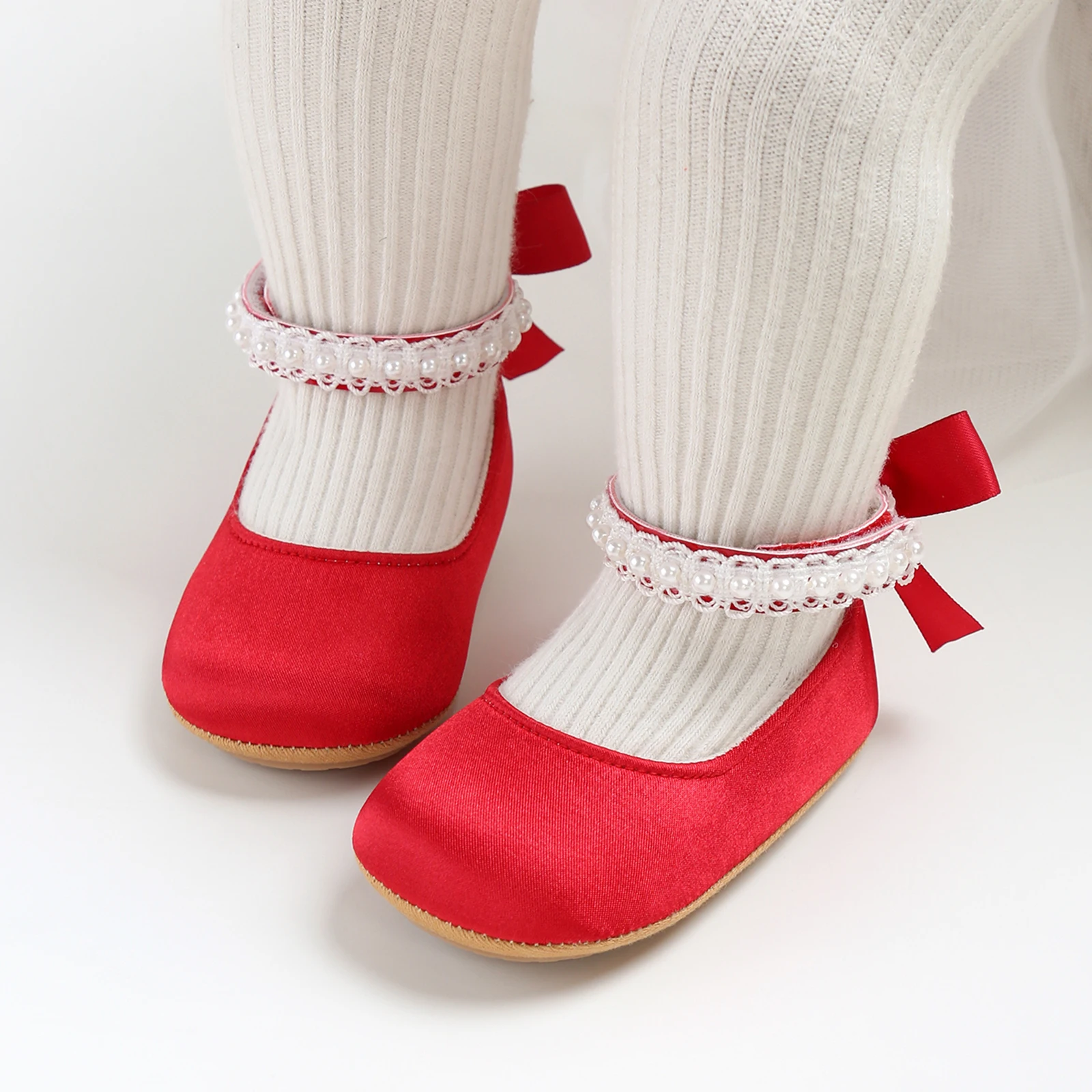 الرضع طفل الفتيات ماري جين الشقق لطيف لؤلؤة الزفاف الأميرة أحذية عدم الانزلاق الوليد سرير أحذية حذاء كاجوال #6