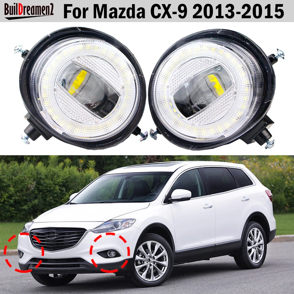 2 Pieces 30W 8000LM Car Front Angel Eye LED Fog Light DRL Daytime Running Lamp H11 For Mazda CX-9 CX9 2013 2014 2015