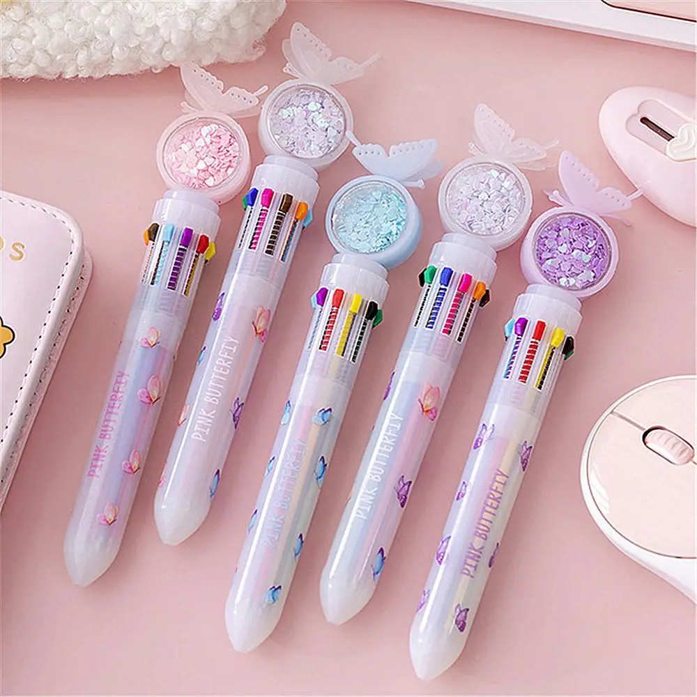 1PC 10Colors Cute Animal Mermaid Ballpoint Pen Butterfly Rollerball Pen School Office Supply Gift Colorful Refill Stationery Set