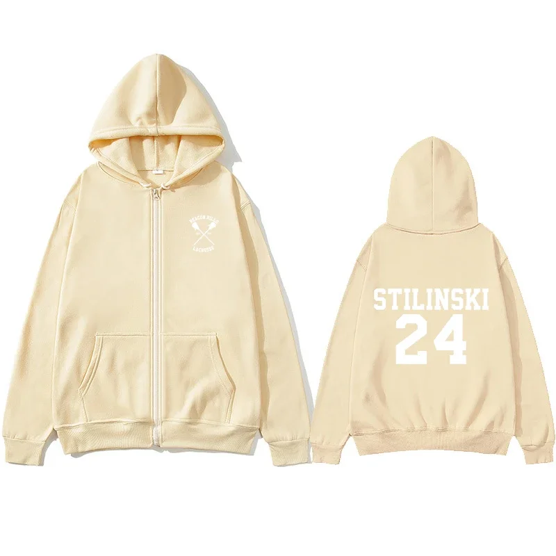 

Stilinski 24 Zipper Hoodie Oversized Zipper Hoodie Streetwear Women's Sweatshirt Pocket Long Sleeve Stilinski 24 Zipper Hoodie