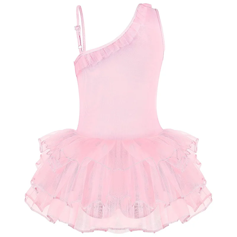 الفتيات أكمام بروتيل الترتر واحد الكتف الباليه الرقص كشكش توتو فستان يوتار للطفل طفل الجمباز ممارسة الرقص