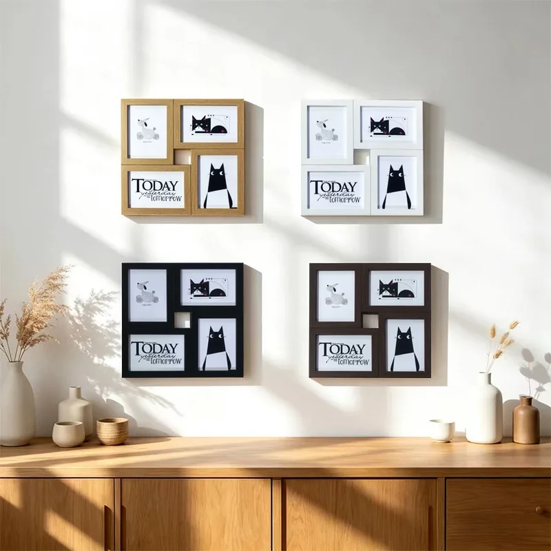 4-Grid Combination Photo Frame Wall Decor - Stylish Collage Picture Frame for Home Decoration Home Decor
