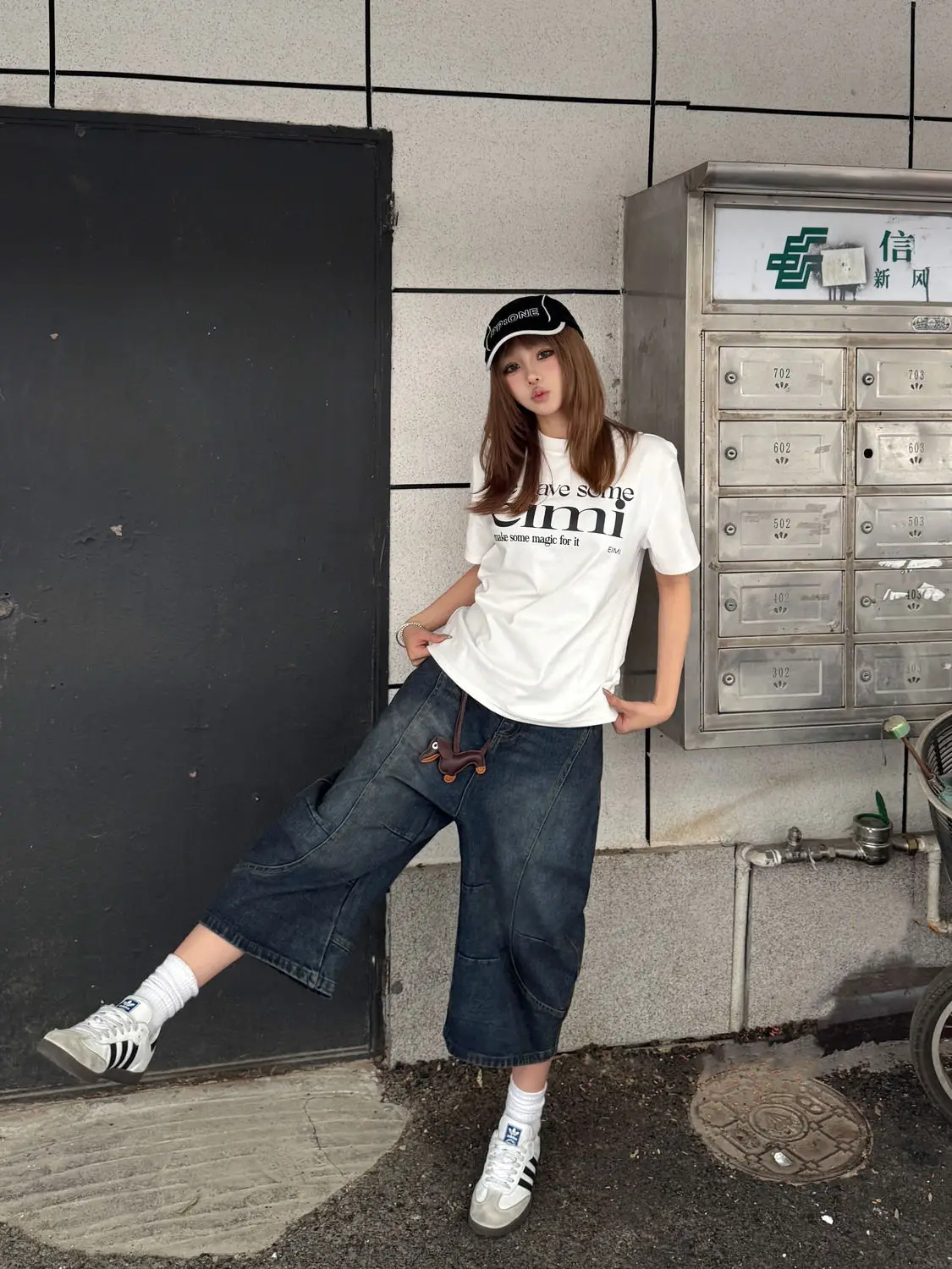 Vintage Y2k Baggyกางเกงยีนส์สีฟ้าผู้หญิงฤดูร้อนเอวสูงอเมริกันStreetwearขากว้างเข่าความยาวกางเกงสบายๆหลวมDenimกางเกงขาสั้น