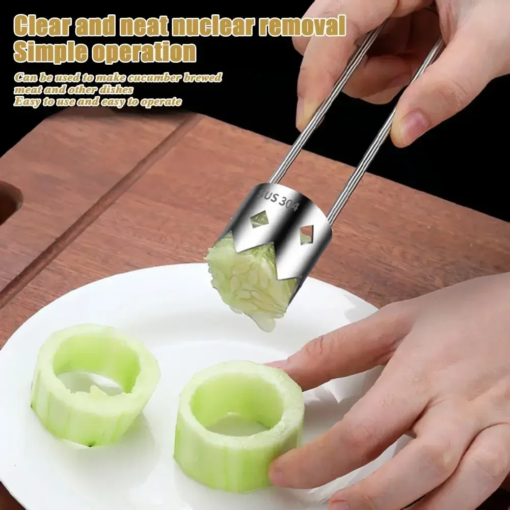 

Hot 1/2Pcs Stainless Steel Bell Pepper Corer Remover Tool Quick Core Removal for Vegetables Fruits Easy-to-Use Corer Cutter