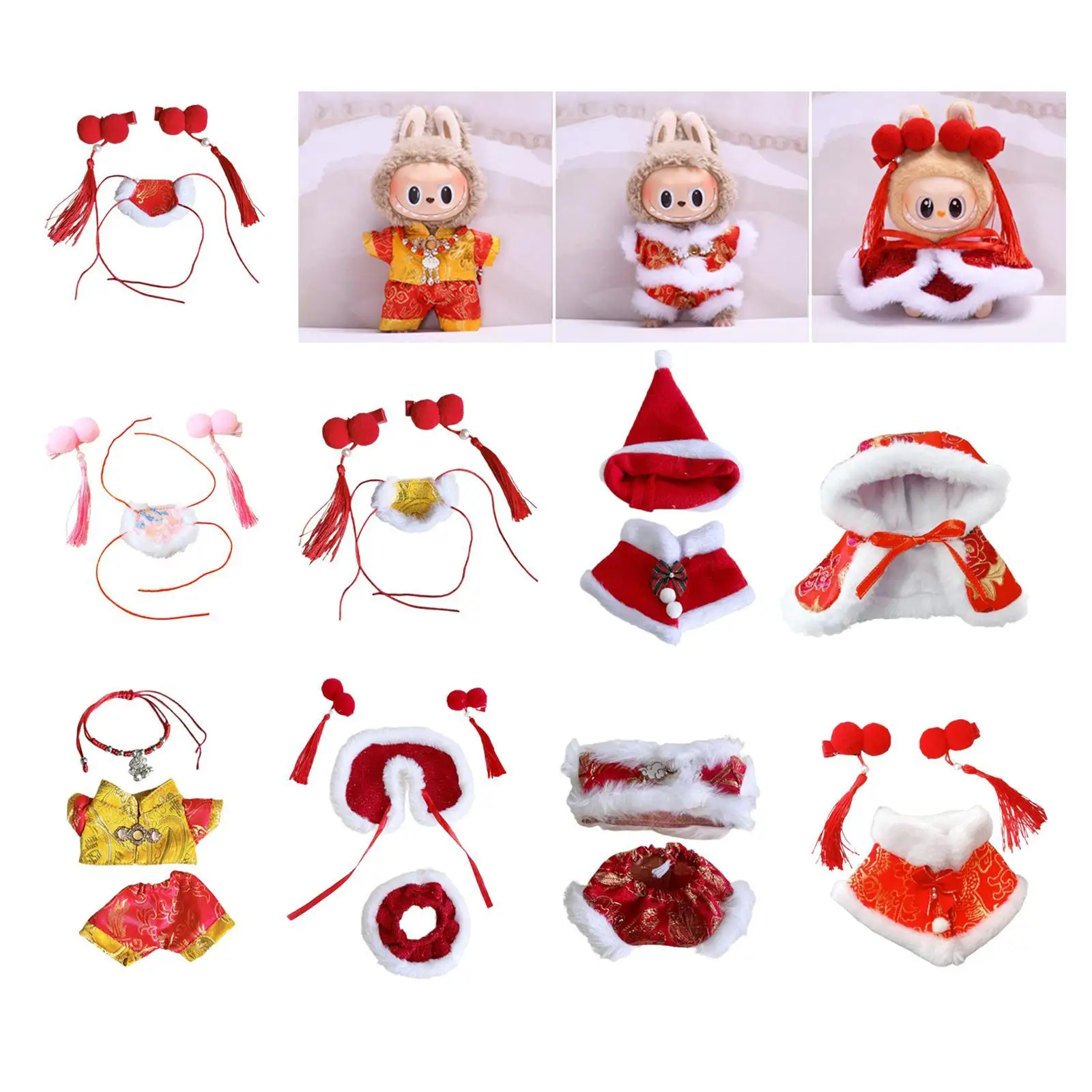 Christmas Doll Outfits Doll Clothes DIY Easy to Put on and Take Off Doll Costume Make Your Own Dolls for 17cm Doll Baby Doll