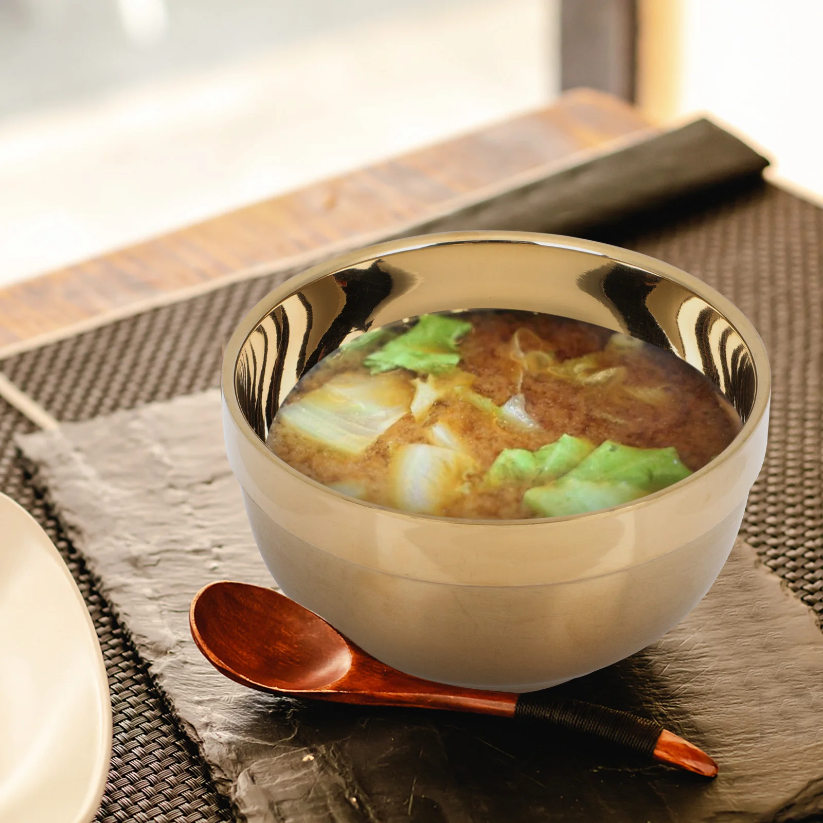 

Insulated Hand Bowl Double Layer Stainless Steel Bowl Stainless Steel Soup Containers Home Kitchen Bowls Golden Color