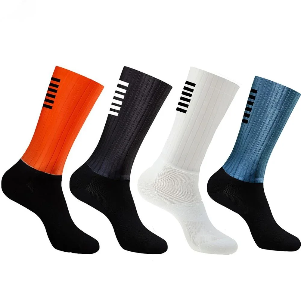 Chaussettes aérodynamiques antidérapantes en Silicone, chaussettes de cyclisme pour hommes, vélo, Sport, course à pied, nouvelles chaussettes 2024, nouvelles chaussettes de cyclisme