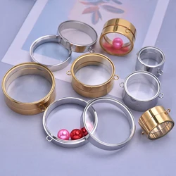 1Pc Stainless Steel Twist Round Ashes Glass Urn Memory Medallion Connector 15-45mm DIY Floating Living Locket Pendant Jewelry