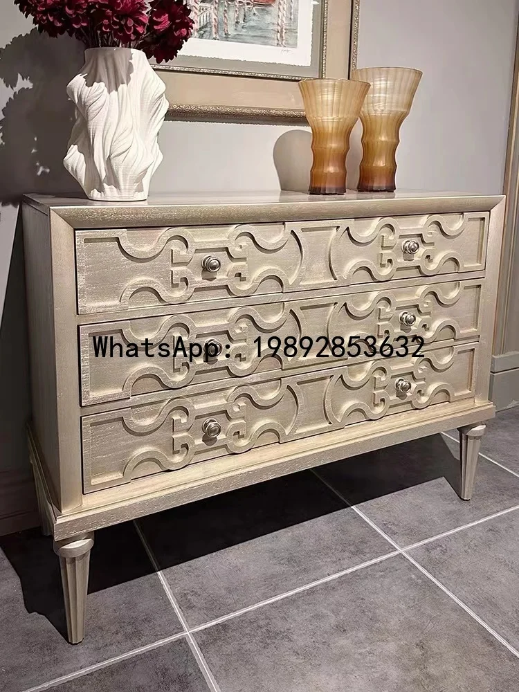 light luxury entrance cabinet solid wood three-bucket cabinet side  decorative foyer cabinet locker