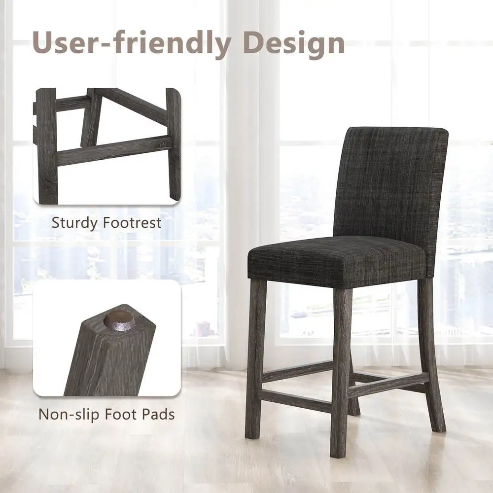 2 Buah Kursi Bar Tinggi Konter 24.5 "Kursi Dapur Berlapis Kain Modern