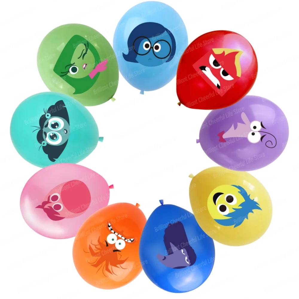 9/18PCS 12Inch Disney Inside Out 2 Latex Balloon Set Globo Boy Girl\'s Birthday Party Baby Shower Party Decorations Kid Toys