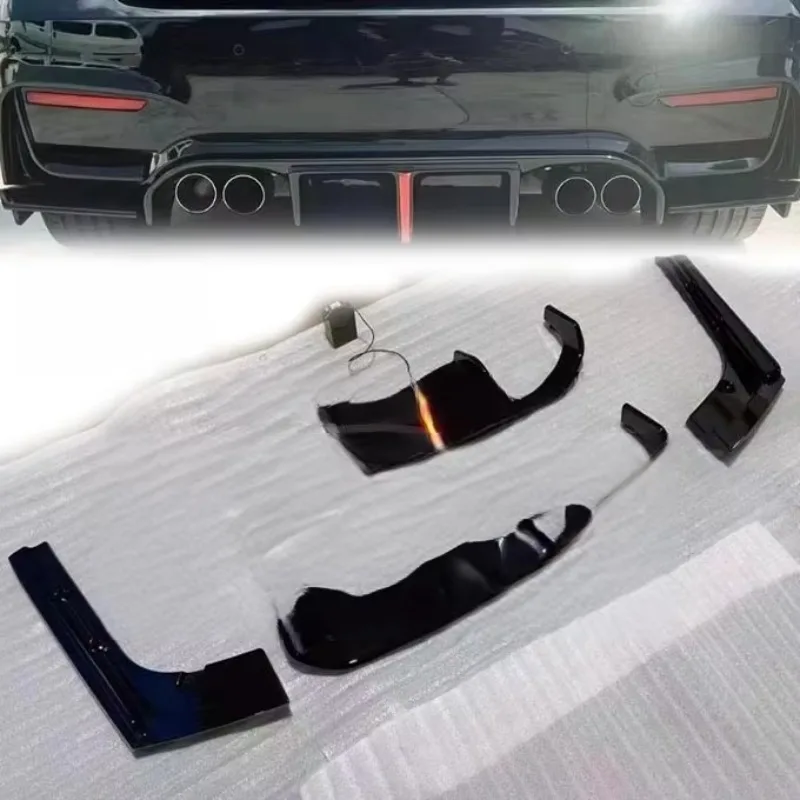 Car Rear Bumper Diffuser Exhaust With Side Winglet for BMW 3 Series F30 2012-2019 Carbon Fiber Spoiler Tuning Accessory Body Kit