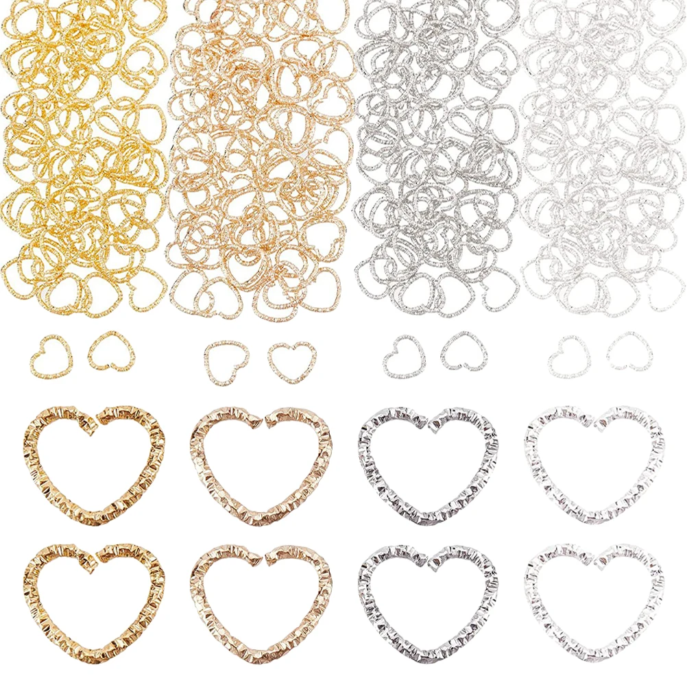 

320pcs Jewelry Making Tools Bulk Heart Shaped Charms Linking Rings for DIY Earrings Bracelets Keychains Anklets Crafts