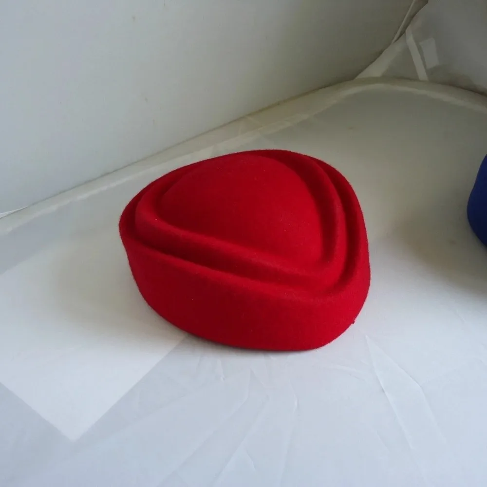 Elegant Wool Felt Women Beret Hats Spring Summer with Slot Flight Attendant Hat Black Red Blue Service Cap Uniform Hat
