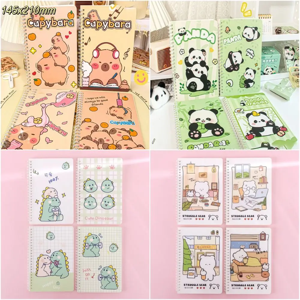 

Cute Kawaii Capybara Panda Bear Notebook Thickened Waterproof Notepad A5 21 x 14.5cm Diary Book Exam Preparation