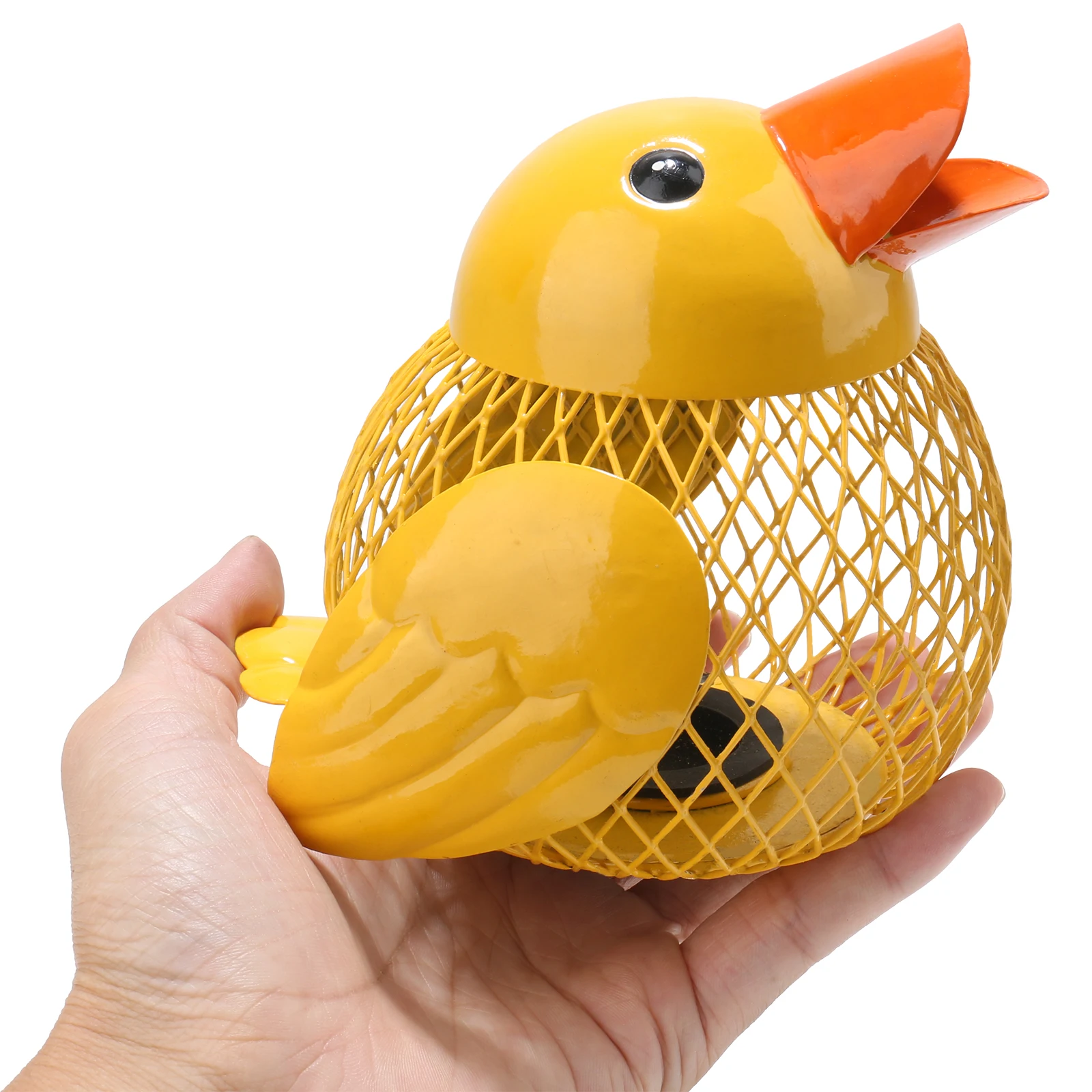 1 Pce, cartoon painted little yellow duck, chicken piggy bank multi-functional ornament, small animal metal handicraft home deco