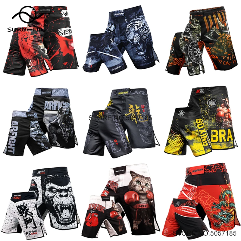 Shorts mma dargon tigre muay thai calças de luta masculina artes marciais bjj luta kickboxing gaiola luta boxe troncos