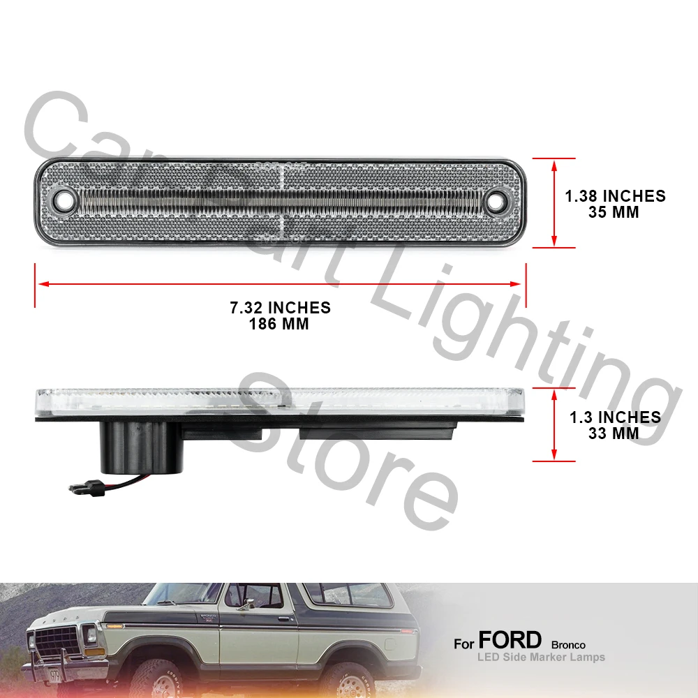 4X Clear Lens Amber Led Side Marker Light Front Turn Signal Lamp Replacement For Ford Bronco Econoline F-100 F-150 F-250 F-350