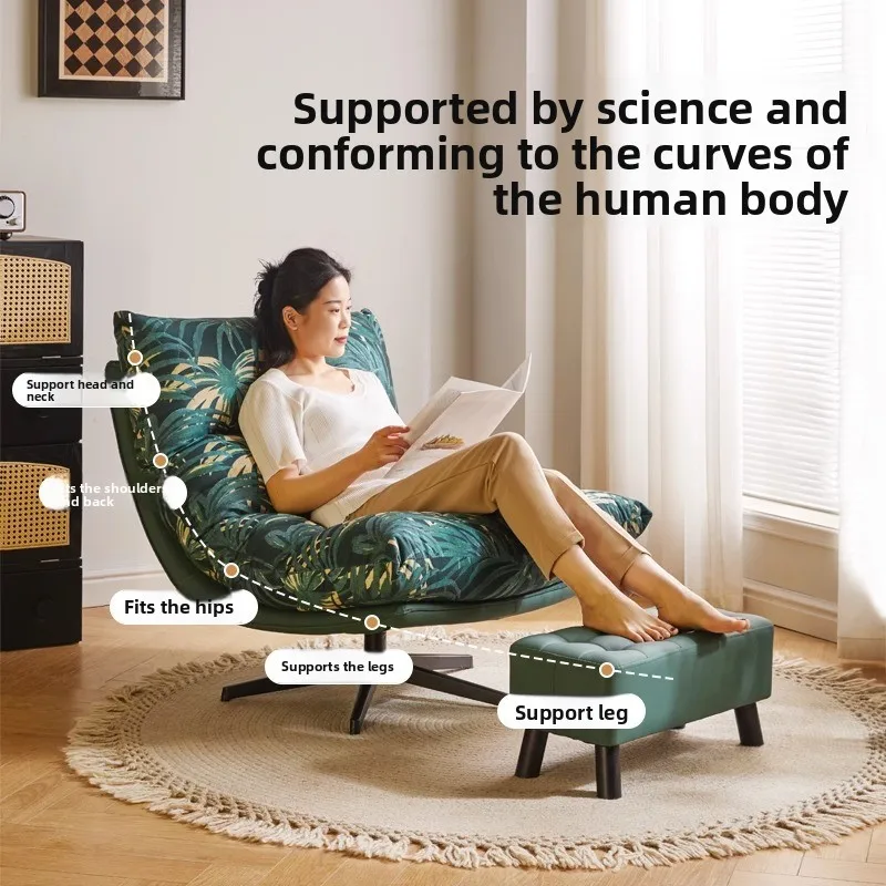 New rotating lazy sofa, balcony single sofa chair, living room leisure chair, reading lounge chair, printed velvet fabric