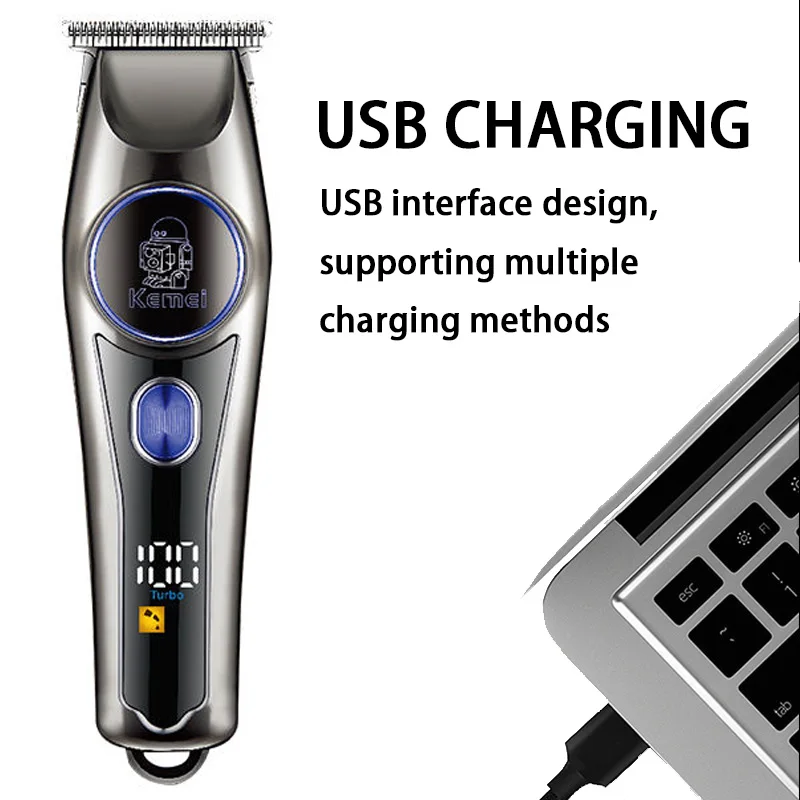 Kemei professional Powerful Men's Hair Trimmer Electric Beard Hair Clipper rechargeable Hair cutting Machine Lithium Ion