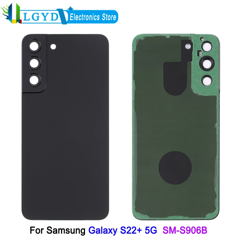 Rear Cover For Samsung Galaxy S22 Plus 5G SM-S906B Phone Battery Back Cover with Camera Lens Frame Replacement Part