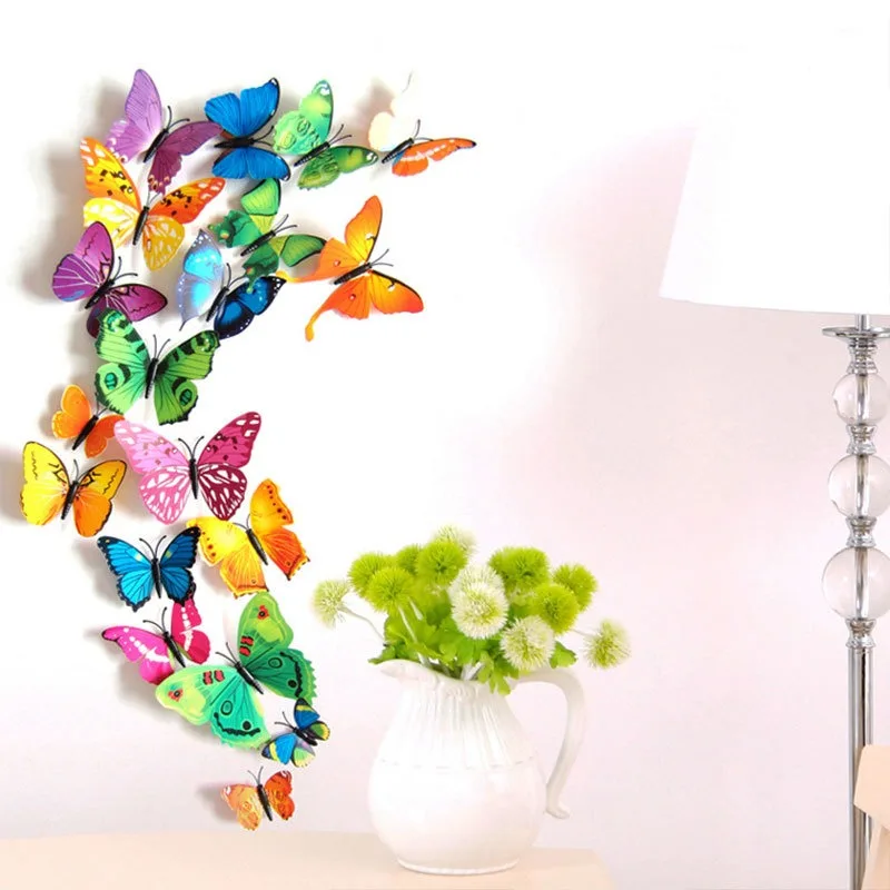 Fashion 3D Colorful Butterfly Creative Wall Sticker For DIY Wall Stickers Modern Wall Art Home Decorations DIY Gift