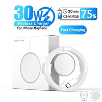 30W Fast Charging Magnetic Wireless Charger For Magsafe iPhone 16 15 14 13 12 Pro Max For Samsung S24 Type C Fast Charging Cable