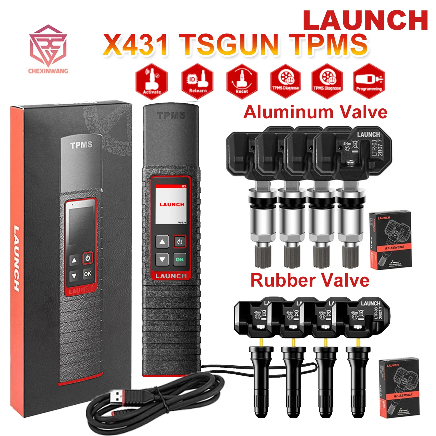 Launch X431 TSGUN TPMS 433 315MHZ 2in1 RF-Sensor Handheld X-431 TSGUN Car Tire Pressure Detector Programming Diagnostic Tools