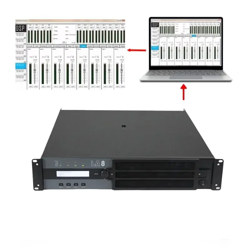 LA8 2u class td sound standard 4 channel dsp audio power amplifier professional