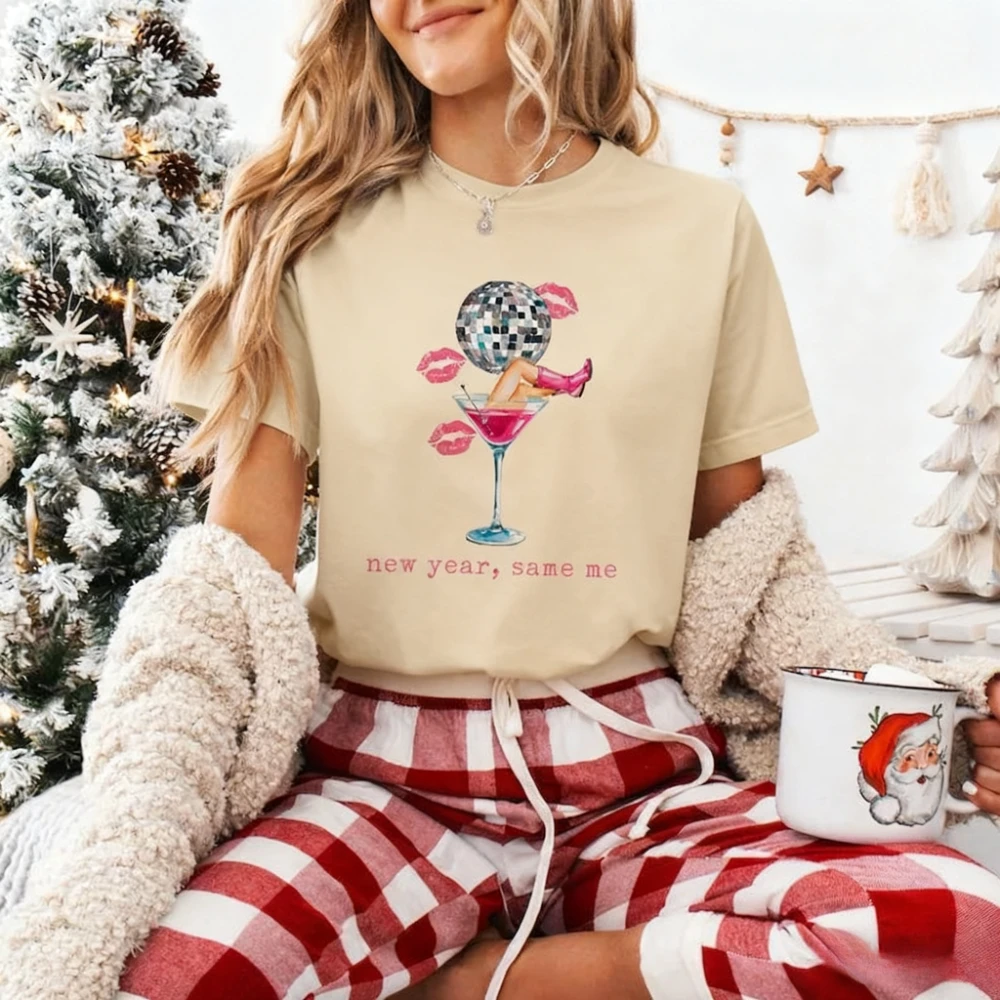 New Year Same Me Shirt New Year 2026 Tshirt Funny Cowgirl Tee Holiday Party T-Shirt Women Fashion Casual Tee Daily Life Tops