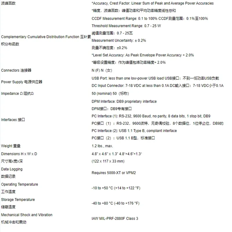 5018D Power Peak Broadband Power Sensor 150 MH2-4.0