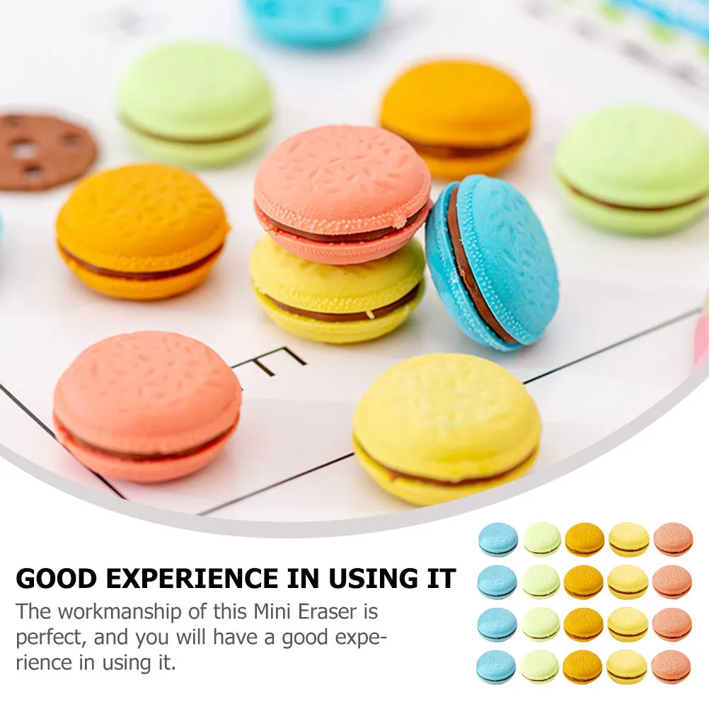 4 Boxes Mini Erasers Cute Macaron Candy Color Pastry for Kindergarten Small School Stationery Classroom Prize
