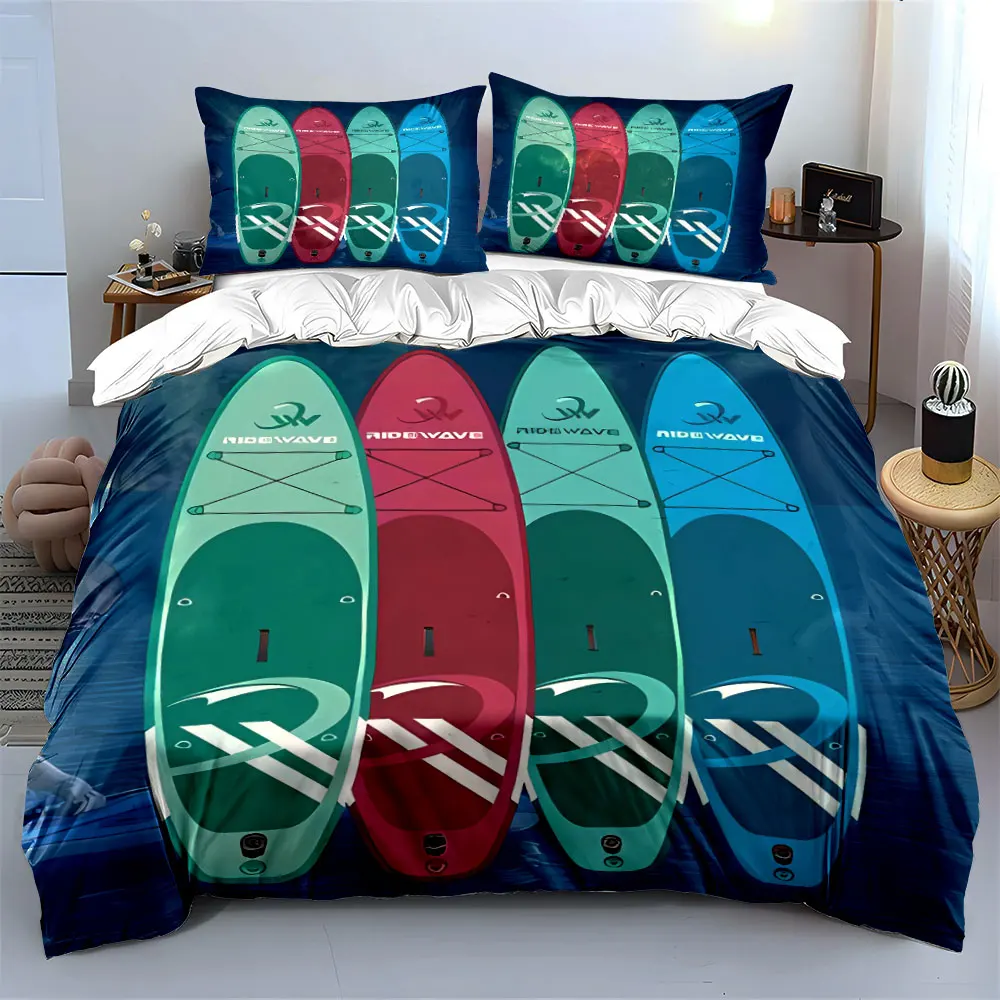 Stand Up Paddleboard Set for Water Sports Soft Skin-Friendly Bedding Set Includes 1 Duvet Cover And 2 Pillowcase, Gift