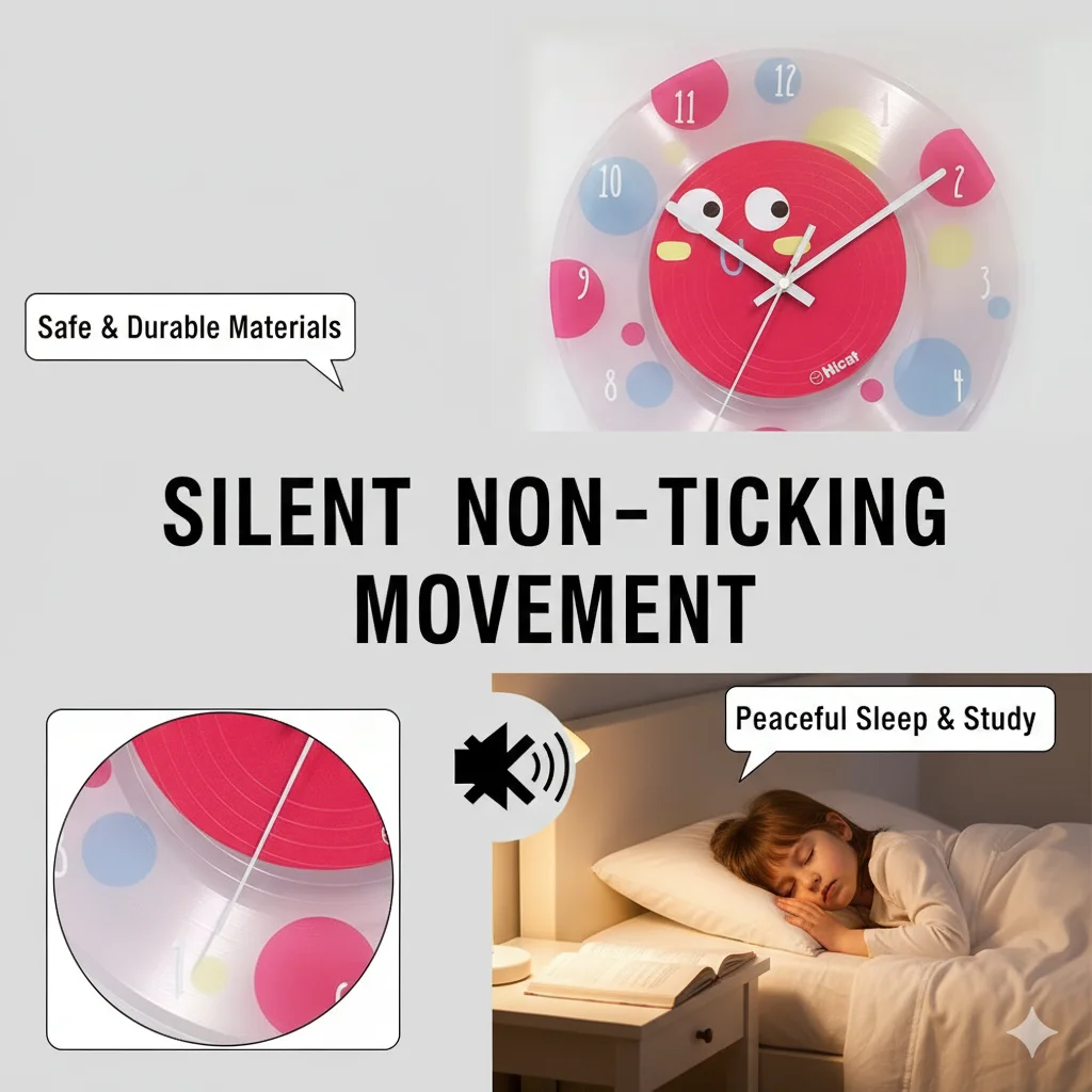 Cute Colorful Dopamine Emojis Wall Clock Imitation Record Silent Clock Kids Room Bedroom Home Desktop Wall Decoration Gift
