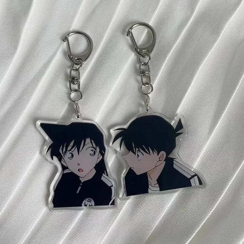 Anime Detective Conan Figures Kudou Shinichi Mouri Ran Cosplay Acrylic KeyChains Character Keyring Decor Bag Pendant Couple Gift