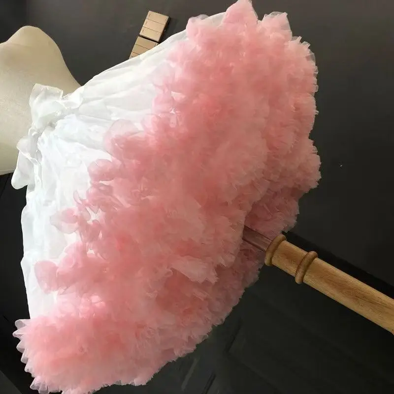 Women Lolita Petticoat Boneless Soft Tulle Underskirt Adjustable Waist Fluffy A-line Dress Puff Slip Gothic Sweet Dresses