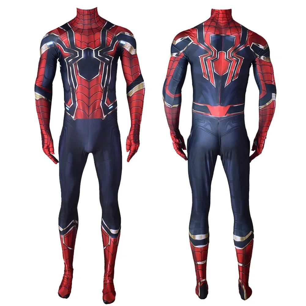 Marvel Avengers 4 Men's Iron Spider 2nd Skin Suit with Removable Mask Lyrca Fabric Halloween Cosplay Costume Adult Bodysuit