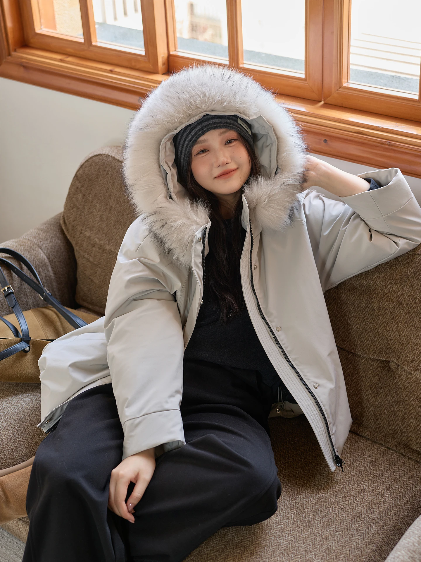 

Warm ort Parka Jaet Women's plus Size Winter Coat Light ey Hooded down Outerwear Commute Sle Korean Loose Fit